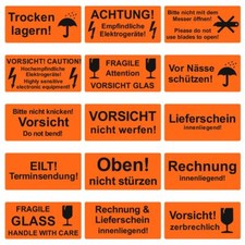 Versandetiketten/Warnaufkleber