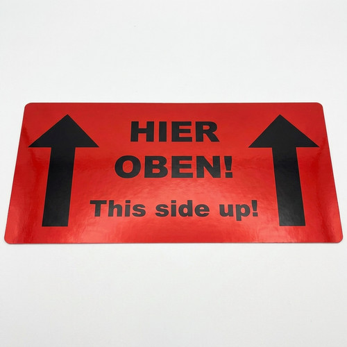 Hinweisetiketten hier oben - "hier,